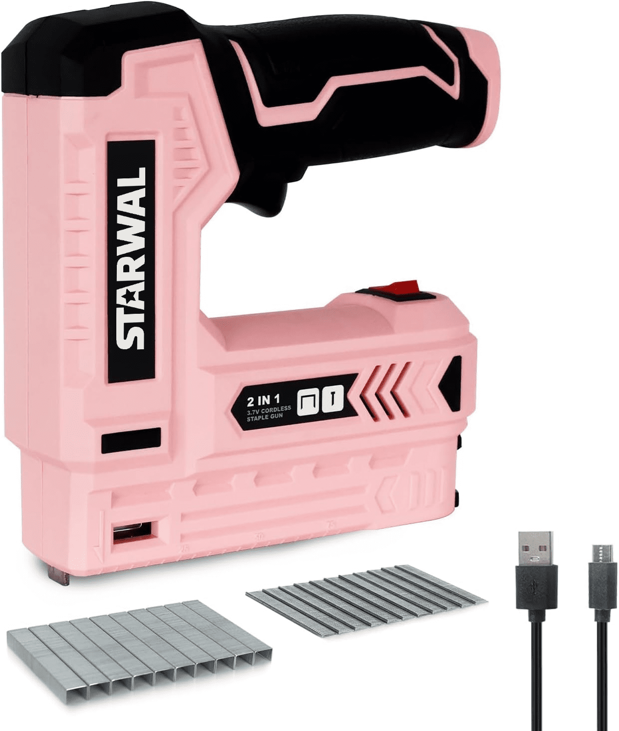 Starwal 4V Electric Staple Gun, 2-in-1 Cordless Brad Nailer Kit for ...