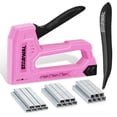 thumbnail image 1 of Starwal Pink Staple Gun Kit, 3-in-1 Manual Tacker with Remover & 1600 JT21 Staples for Upholstery and Craft Work, 1 of 9