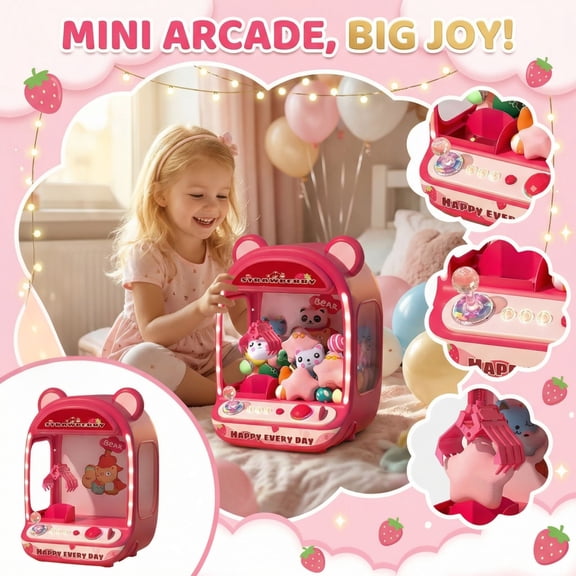 Starweerry 1Pc Mini Claw Machine Toy For Kids, Desktop Arcade Grabber With Music & Lights Birthday Gift Home Decoration