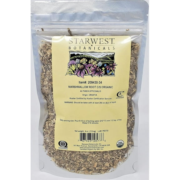 Starwest Botanicals Organic Marshmallow Root Cut and Sifted - 4 Ounce 4 Ounce (Pack of 1)