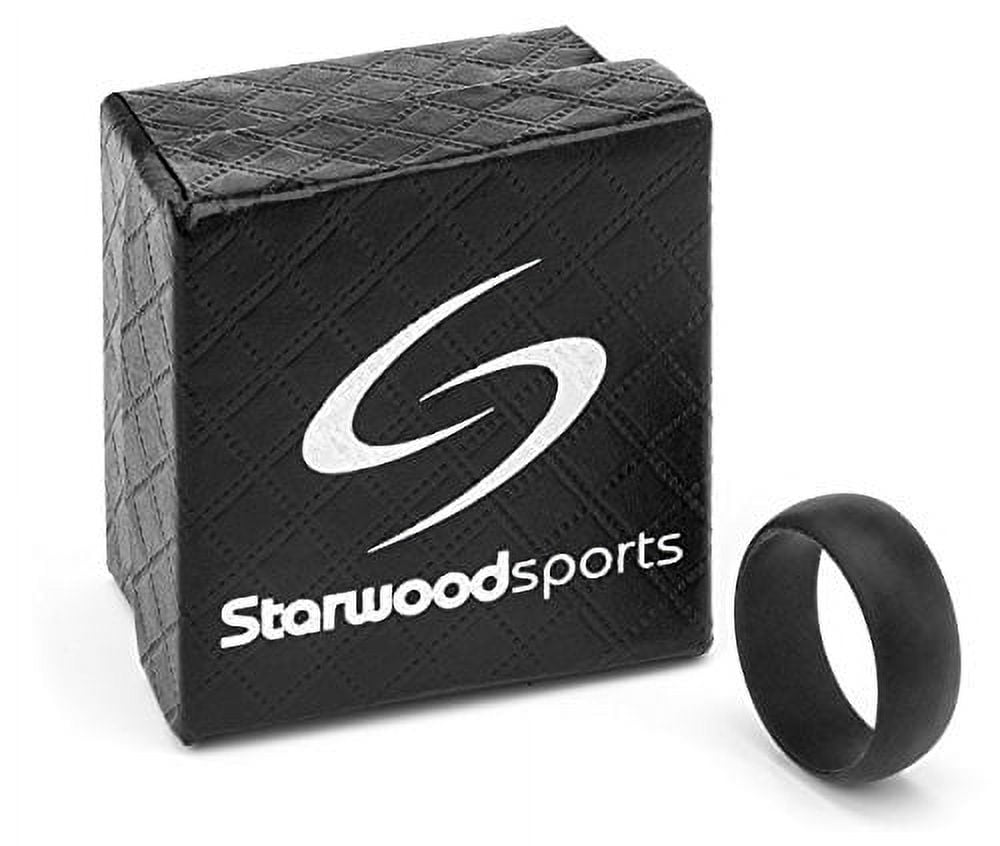 Starwood Sports Silicone Wedding Ring, Men's Wedding Band, Black, 12