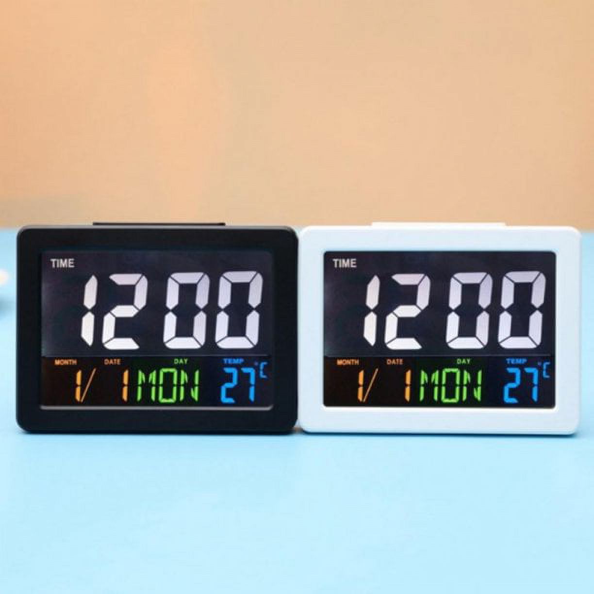 Starynighty Colorful Large Digital Display Students Alarm Clocks, LED Electronic Desk Clock with