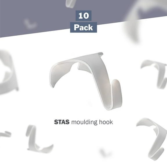 Stas Deluxe Molding Hooks Hardware Hooks, White, 10 Pack