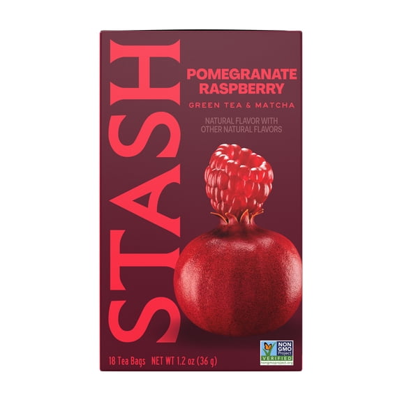 Stash Tea Pomegranate Raspberry Green Tea Bags With Matcha, 18 Ct