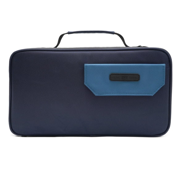 Large Storage Case with TSA Combination Lock Bag, Portable Carbon Lined, XL Medicine Lockable Box for Travel & Home Secured Box Organizer Divider Jars Accessories, Removable Tray (Blue)