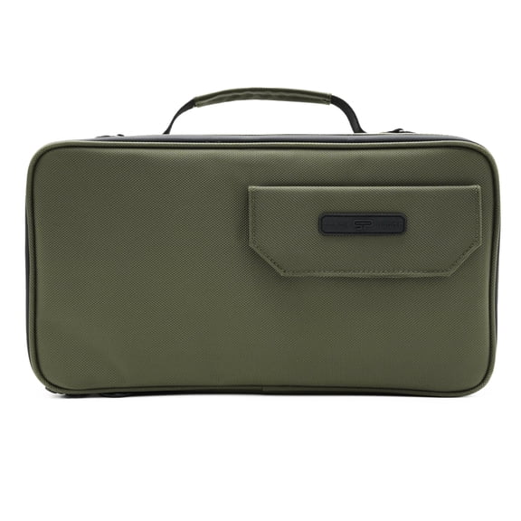 Large Storage Case with TSA Combination Lock Bag, Portable Carbon Lined, XL Medicine Lockable Box for Travel & Home Secured Box Organizer Divider Jars Accessories, Removable Tray (Green)