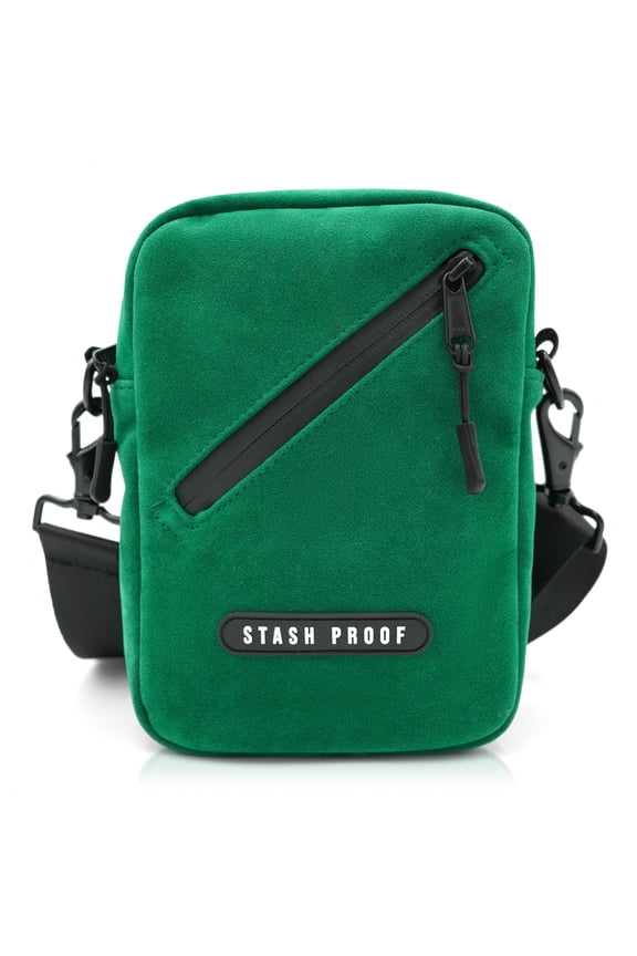 Stash Proof Odor Resistant Unisex Cross Body Sling Bag, Small Chest Bag Suede Daypack for Traveling, Outdoors, and Festivals (Green)