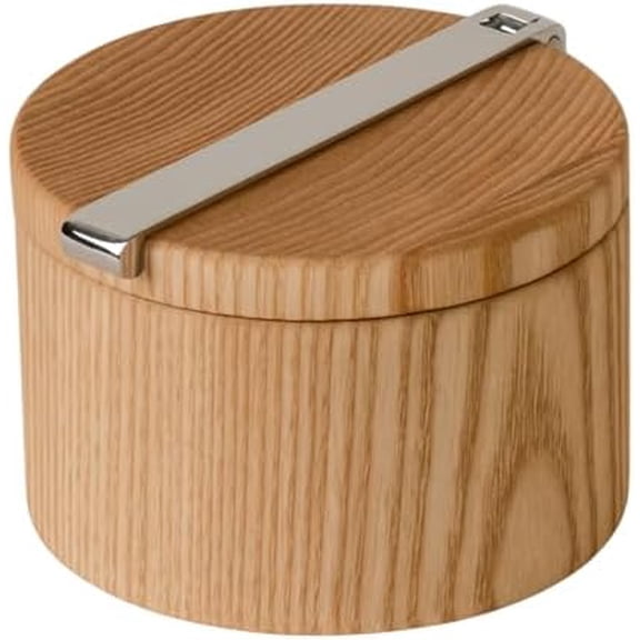 Stash Salt Cellar Handcrafted Ash Wood Salt Box with Lid & Metal Accent Elegant Countertop Luxury Salt Holder for Sea Salt, Spices Modern Kitchen Essentials, Home Decor Hostess Gifts