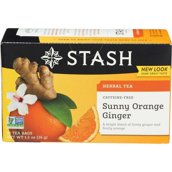 Stash Sunny Orange Ginger Herbal Tea - 18 tea bags per pack -- 6 packs per case.