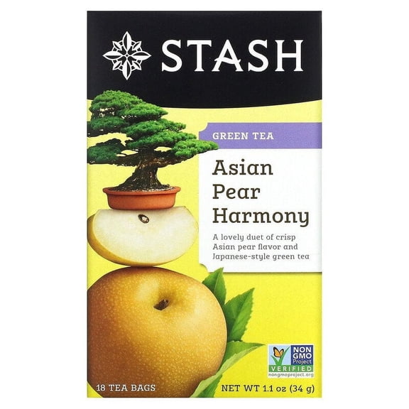 Stash Tea, Green Tea, Asian Pear Harmony, 18 Tea Bags, 1.1 oz Pack of 2