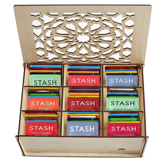 Stash Tea Bags Sampler Assortment Box - 80 COUNT - Perfect Variety Pack in Wood (MDF) Gift Box - Gift for Family, Friends, Coworker (White)