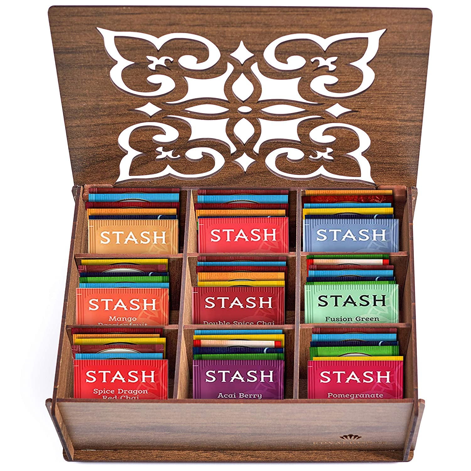 Stash Tea Bags Sampler Box - 80 COUNT - Perfect Variety Pack in Wood ...