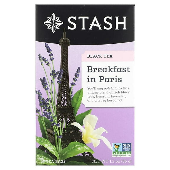Stash Tea, Black Tea, Breakfast in Paris, 18 Tea Bags, 1.2 oz Pack of 3