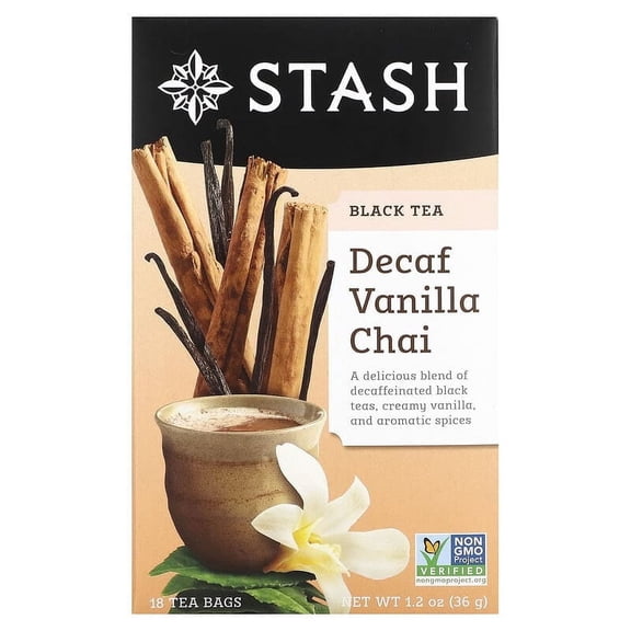 Stash Tea, Black Tea, Decaf, Vanilla Chai, 18 Tea Bags, 1.2 oz Pack of 3