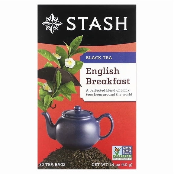 Stash Tea, Black Tea, English Breakfast, 20 Tea Bags, 1.4 oz Pack of 4