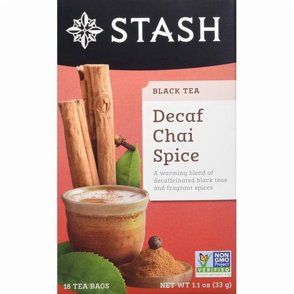 Stash Tea Decaf Chai Spice Tea, 6 Boxes of 18 Tea Bags Each (108 Tea Bags Total)