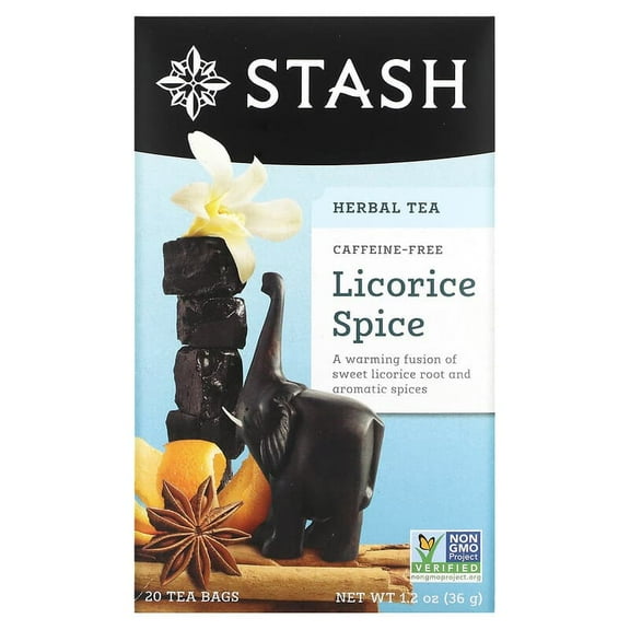 Stash Tea, Herbal Tea, Licorice Spice, Caffeine Free, 20 Tea Bags, 1.2 oz Pack of 2