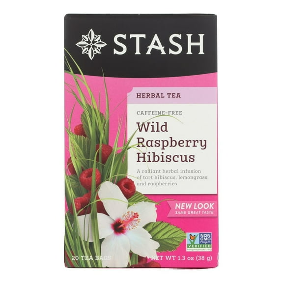 Stash Tea Hibiscus Herbal tea - Wild Raspberry - Case Of 6 - 20 Bags