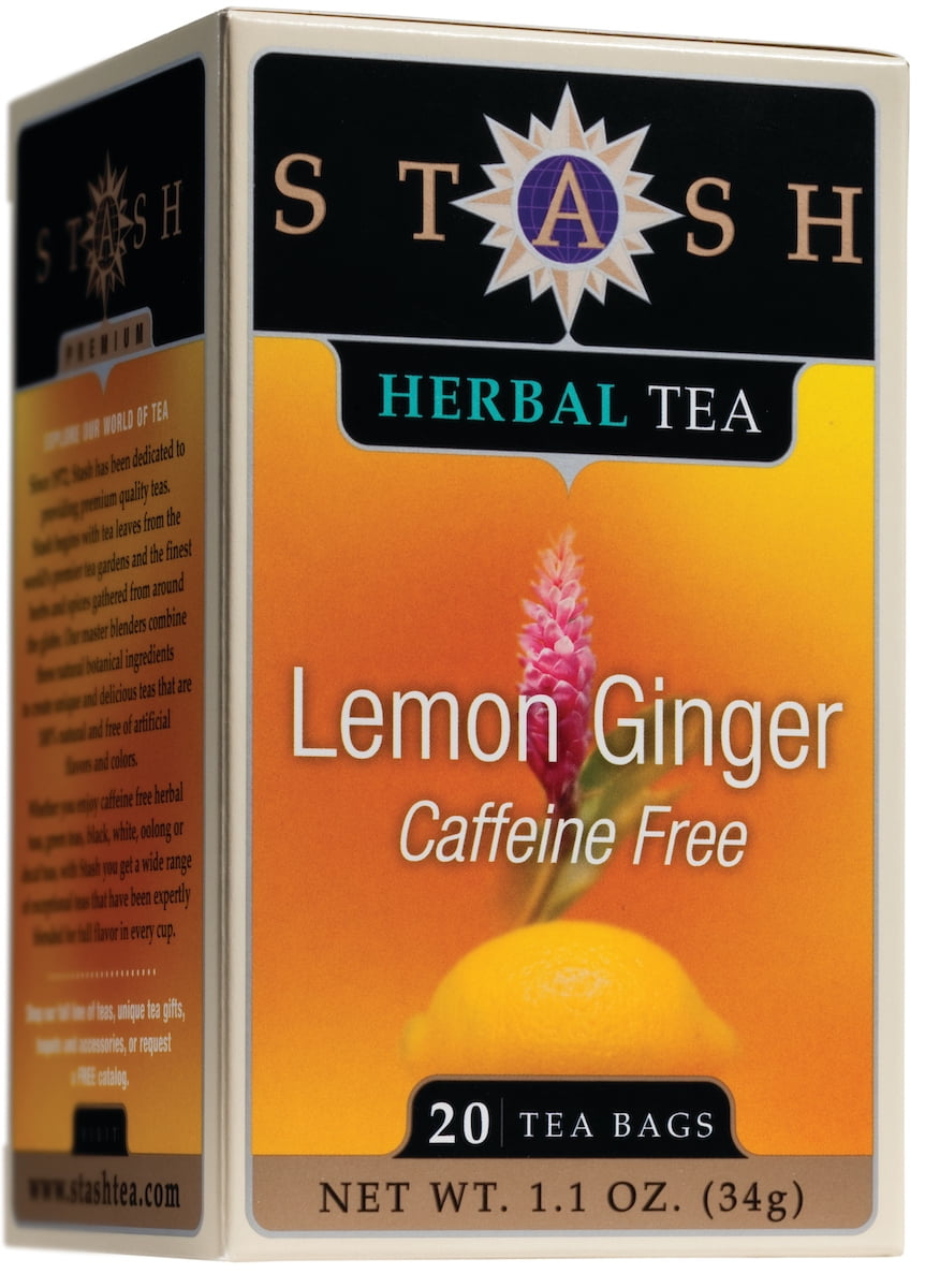 Stash Tea, Lemon Ginger Herbal Tea, 20 Ct
