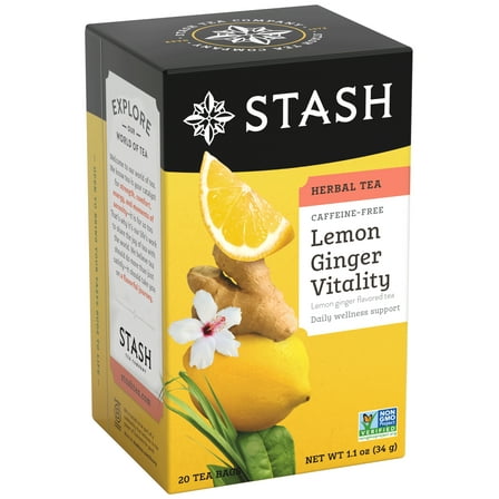 Stash Tea, Lemon Ginger Herbal Tea, 20 Ct