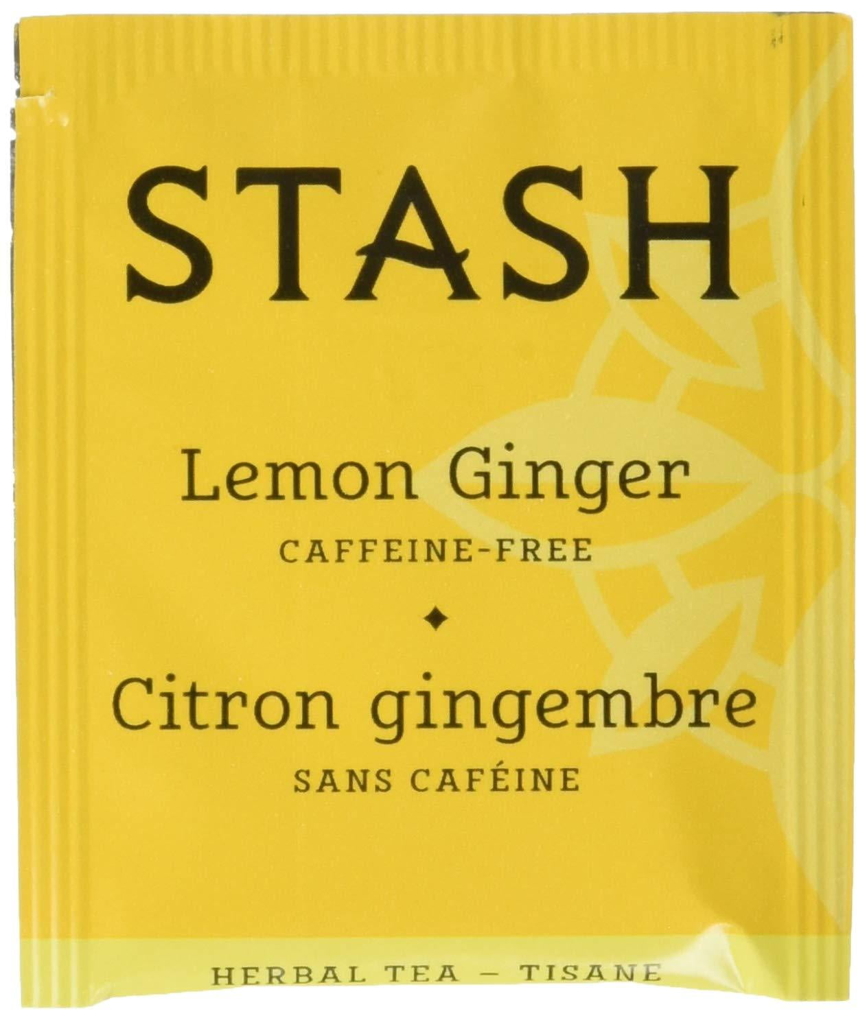 Stash Tea Lemon Ginger Herbal Tea, 100 Count Box of Tea Bags in Foil