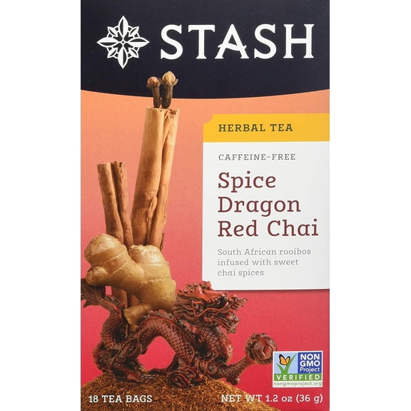 Stash Tea Spice Dragon Chai Tea - Naturally Caffeine Free, Non-GMO Project Verified Premium Tea with No Artificial Ingredients, 18 Count (Pack of 6) - 108 Bags Total