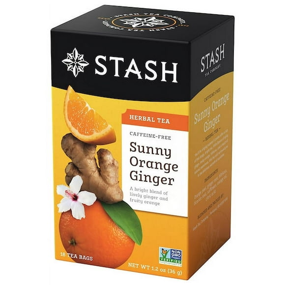 Stash Tea Sunny Orange Ginger Herbal Tea Bags, 18 Ct, 1.2 oz