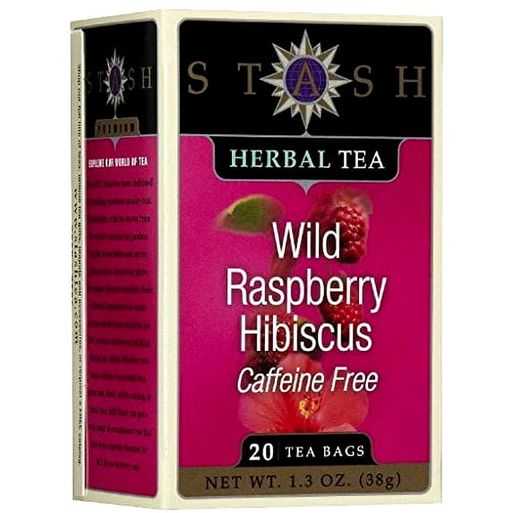 Stash Tea Wild Raspberry Hibiscus Tea, 20 Count, Caffeine-Free Herbal ...