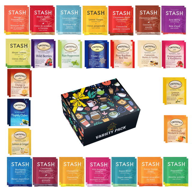 Stash Twinings 26-Flavor Herbal Tea Variety Box - 52 pcs, Caffeine-Free ...