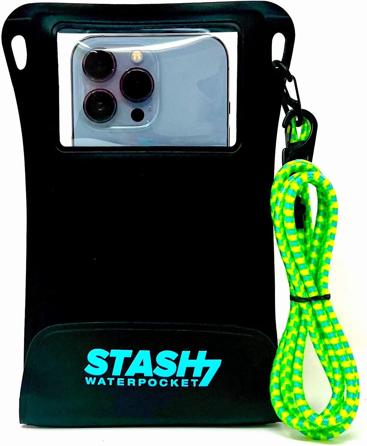 Stash7 Waterpocket Premium Waterproof Phone Pouch | The Only Adventure Grade Phone Case for iPhone 14, 14 Pro Max, 13, 13 Pro Max, 8, 8 Plus, XS, XS Max, XR, 13, 13 Pro Max, Galaxy S9+, S10+ (Black)
