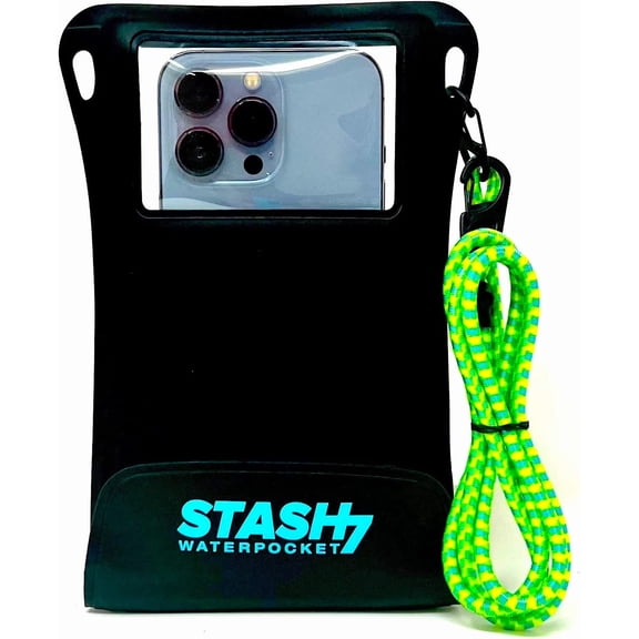 Stash7 Waterpocket Premium Waterproof Phone Pouch | The Only Adventure Grade Phone Case for iPhone 14, 14 Pro Max, 13, 13 Pro Max, 8, 8 Plus, XS, XS Max, XR, 13, 13 Pro Max, Galaxy S9+, S10+ (Black)