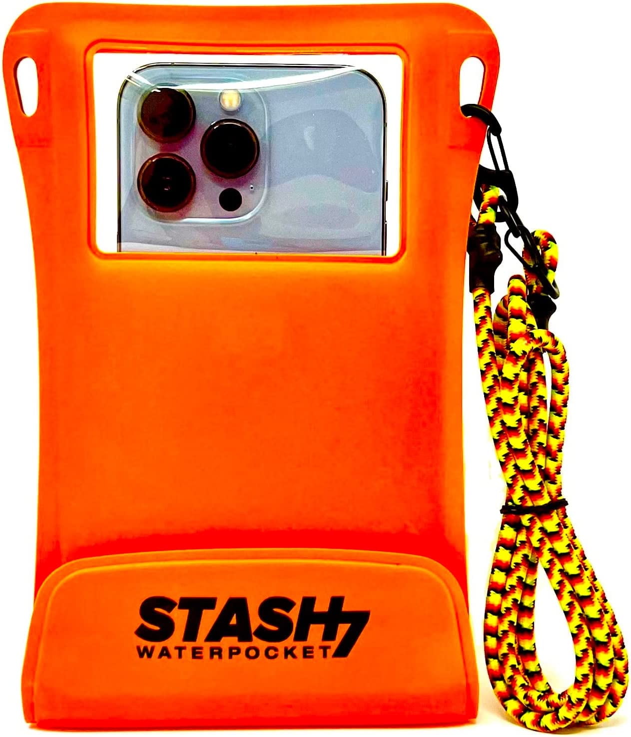 Stash7 Waterpocket Premium Waterproof Phone Pouch | The Only Adventure Grade Phone Case for iPhone 14, 14 Pro Max, 13, 13 Pro Max, 8, 8 Plus, XS, XS Max, XR, 13, 13 Pro Max, Galaxy S9+, S10+ (ORANGE)