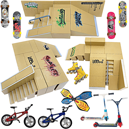Stashables Finger Skateboard Ramp Set, 23 Pc Fingerboard Skate park Kit compatible with Tech Deck