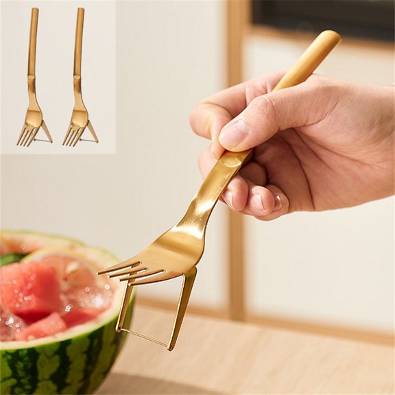 Stasher Bag Watermelon Cutter 2-in-1 Watermelon Fork Slicers Summer Watermelon Cutting Artifact Stainless Steel Fruit Forks Slicers Knife For Family Parties Camping
