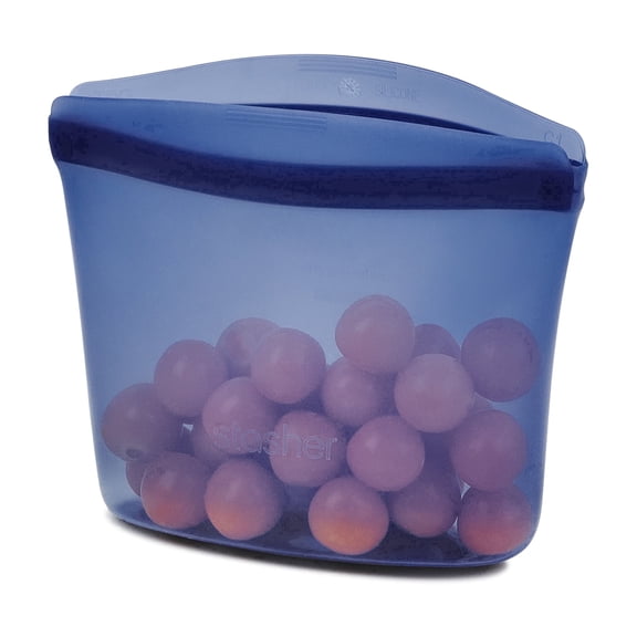 Stasher Premium Food-Safe Reusable Silicone Food Storage Container, Deep Ocean, 1-Cup Bowl