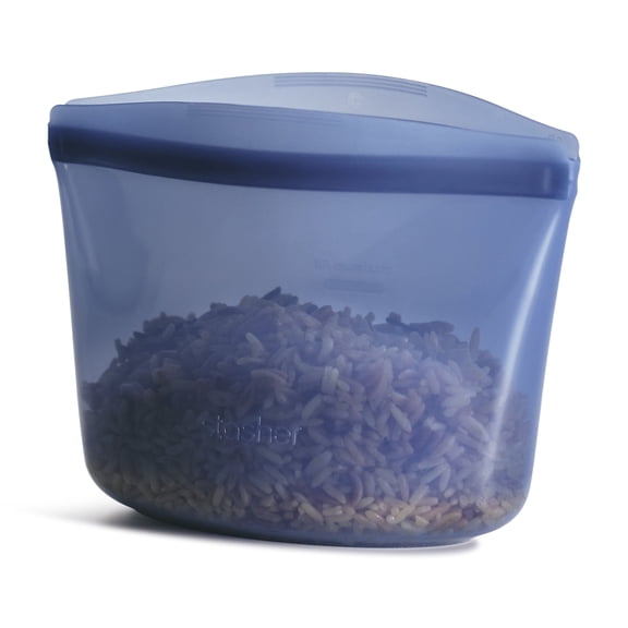 Stasher Premium Food-Grade Silicone Reusable Food Storage Container, Holds 2 cups, Leak Free Pinch Loc Seal, Deep Ocean, 1 Bowl