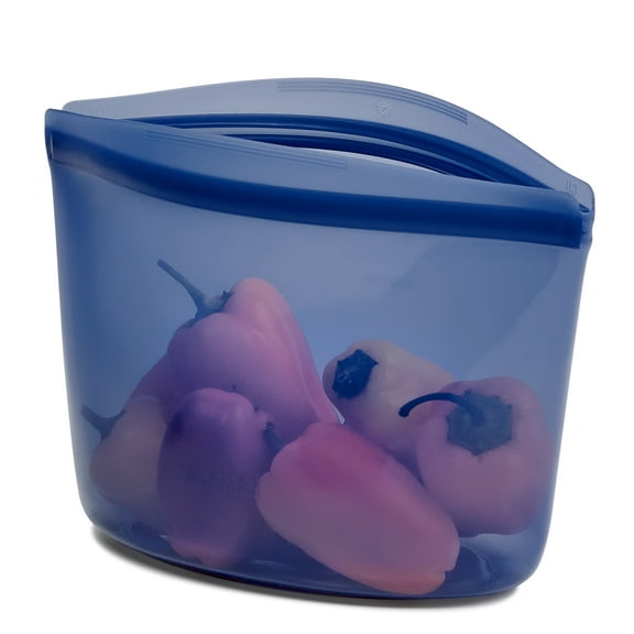 Stasher Premium Silicone Reusable Food Storage Container, Holds 4 cups, Pinch Loc Seal, BPA Free, Dishwasher Safe/Leak Free, Deep Ocean Blue, 1 Bowl