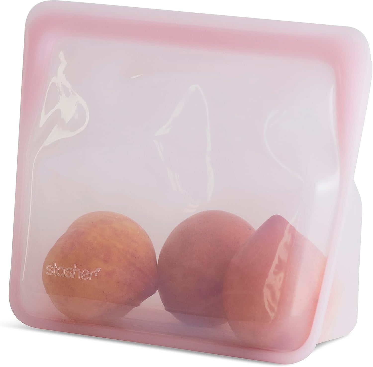 Stasher Platinum Silicone Food Grade Reusable Storage Bag, Pink (Stand-Up Mid) 56 fl. oz