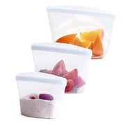 Stasher Premium Food-Safe Reusable Silicone Food Storage Bags, Leak Free, 3 Pack, Clear