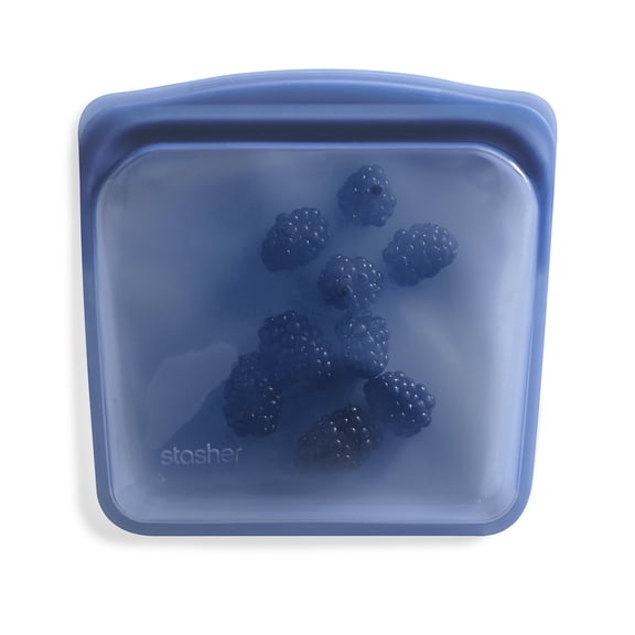 Stasher Premium Food-Safe Reusable Silicone Food Storage Sandwich Bag, Deep Ocean, 28 oz