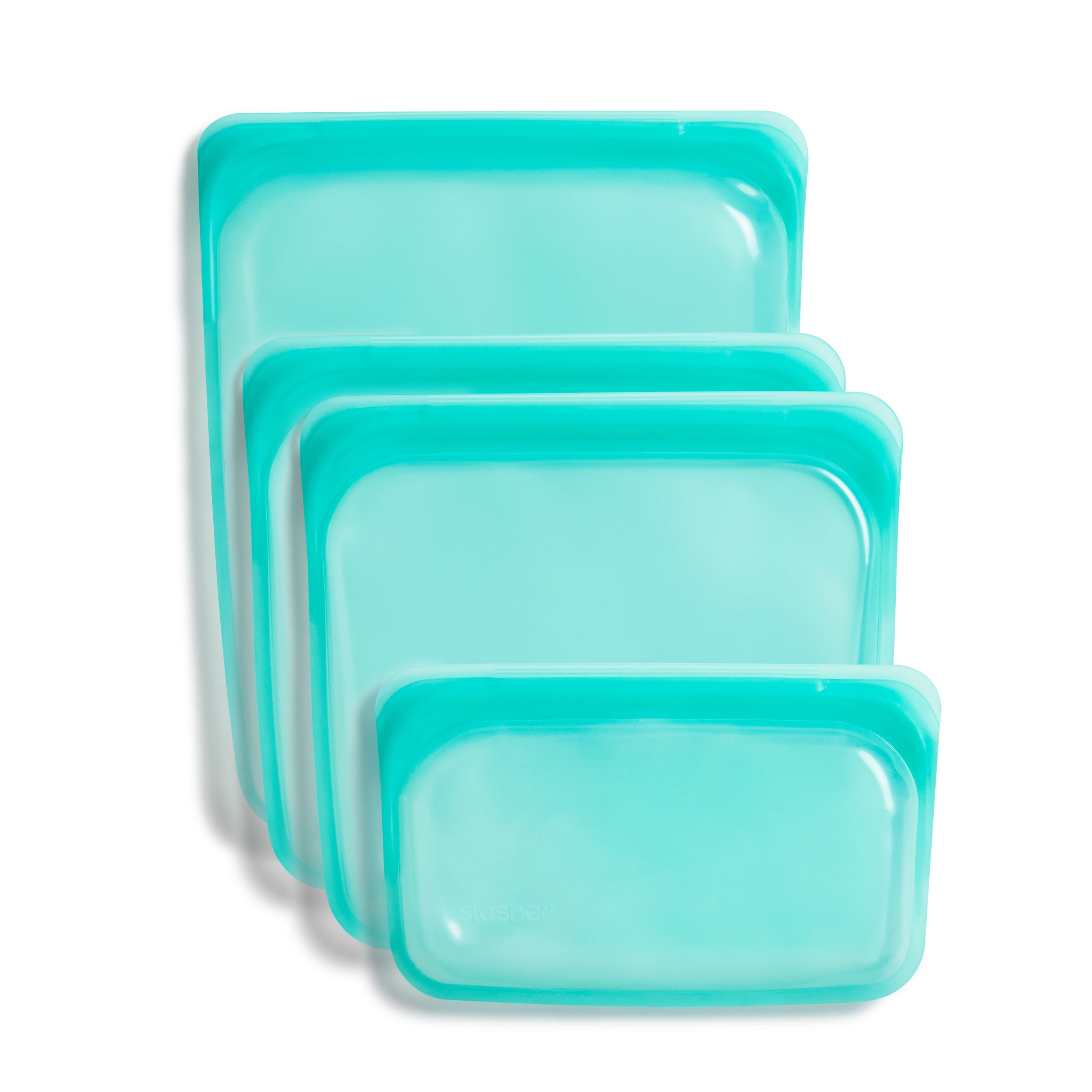 Stasher Reusable Silicone Storage Bag, Food Storage Container, Microwave  and Dishwasher Safe, Leak-free, Bundle 4-Pack, Clear + Aqua