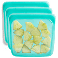 thumbnail image 1 of Stasher Reusable Silicone Storage Bag, 3 Pack, Food Storage Container, Microwave and Dishwasher Safe, Leak-free, Sandwich, Aqua, 1 of 9