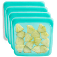 thumbnail image 1 of Stasher Reusable Silicone Storage Bag, 4 Pack, Food Storage Container, Microwave and Dishwasher Safe, Leak-free, Sandwich, Aqua, 1 of 9