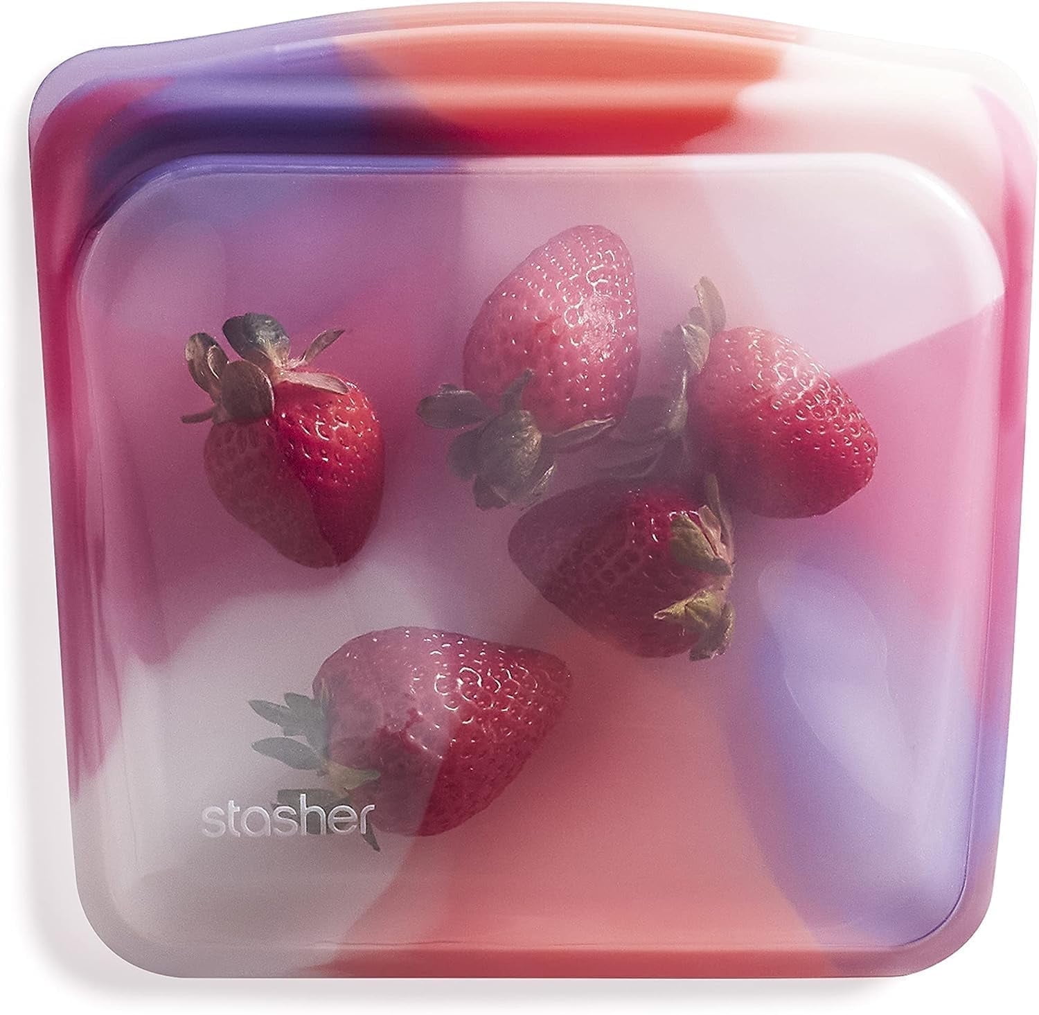 Stasher Premium Silicone Reusable Food Storage Sandwich Bag, Tie Dye Pink, 28oz, Dishwasher Safe, Leak Free