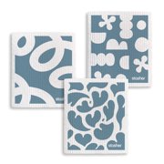 Stasher Swedish Reusable Kitchen Dishcloths, Washable, 3 Pack, Tide Pool Geometric, 7x8 in