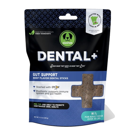 Stashios Peppermint Dental+ Sticks for Dogs Over 35 lbs, 11.3 oz