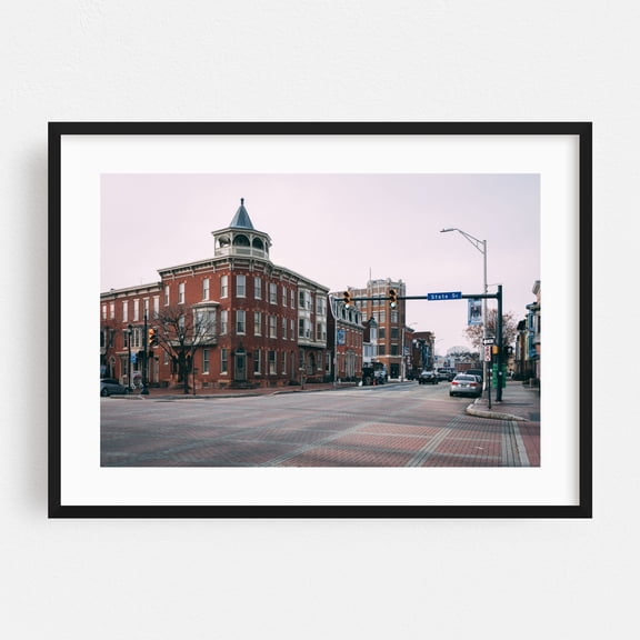 State & 2nd 01 - Harrisburg Pennsylvania Photography City Street Photography Architecture Vintage Travel Poster Black Framed Wall Art Print 5 x 7 inches