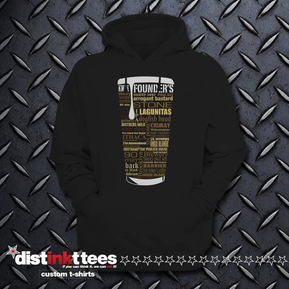 State Beer Hoodie - Black, Medium | Beer Lover Gift, Typography Print, Beer Sweatshirt