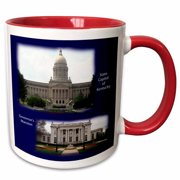 3drose, State Capital and Governors Mansion of Kentucky, 11oz Two-tone Red Mug