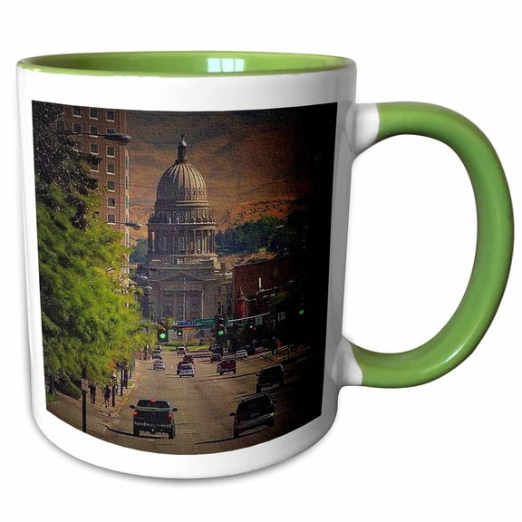 3drose, State Capital in Boise, 11oz Two-tone Green Mug